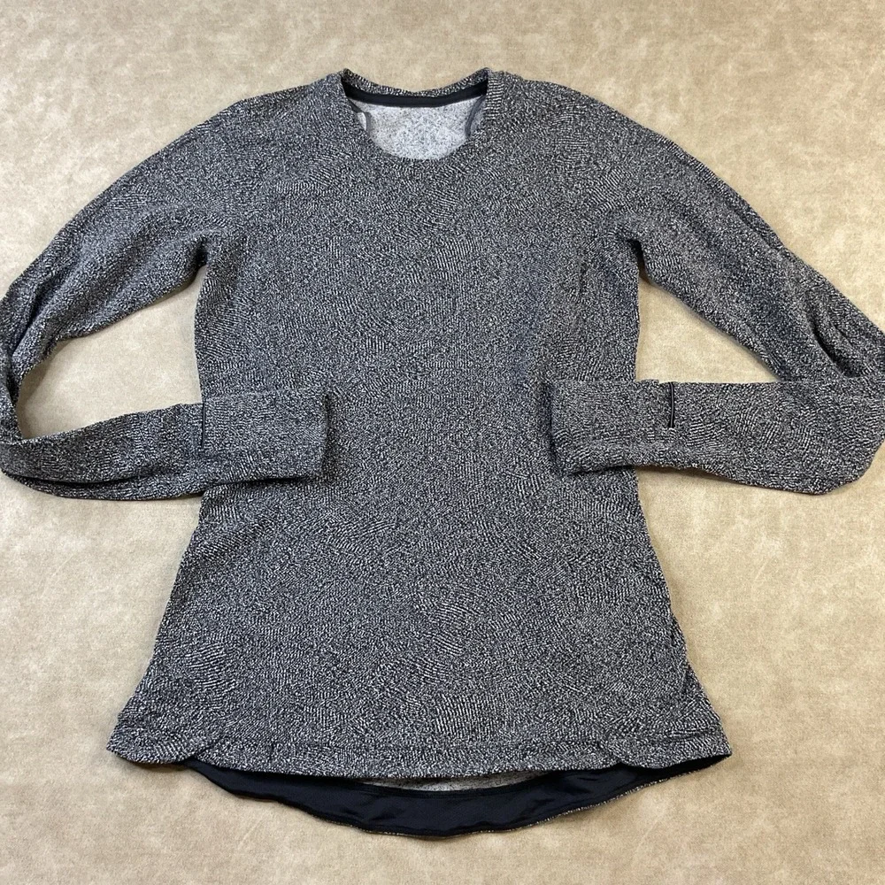 Lululemon Pullover Women Sz 6 Rulu Run Long Sleeve Jacquard Gray Running LW3BVQ